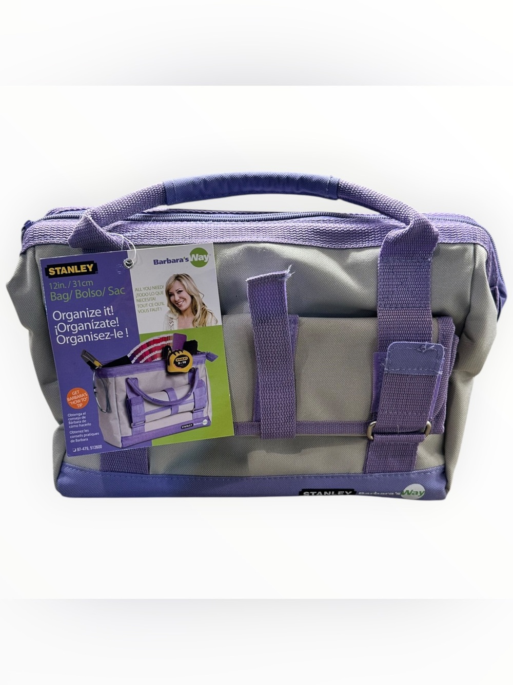 12" Stanley Canvas Tool Bag Craft Garden Supply Tote & Pouch Organizers Lavender